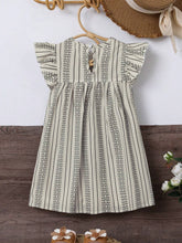 Summer New Arrivals Striped Wavy Collar & Flare Sleeved Chic Dress